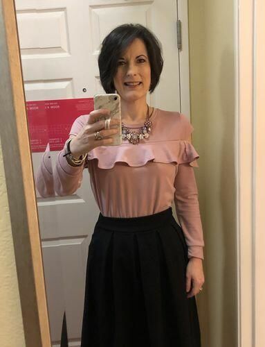 Customer photo review of Brigitte Brianna Ruffle Sweatshirt