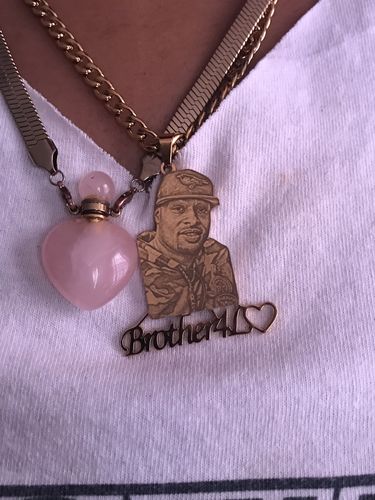 Customer photo review of Lovers Charm™ 18K Custom Engraved Necklace