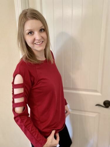 Customer photo review of Brigitte Brianna Slit Sleeve Sweatshirt