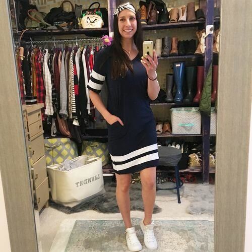 Customer photo review of Brigitte Brianna Varsity Dress