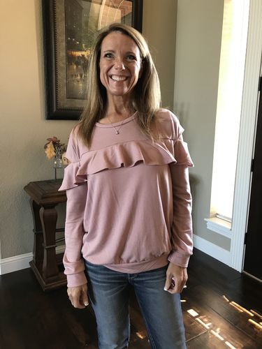 Customer photo review of Brigitte Brianna Ruffle Sweatshirt