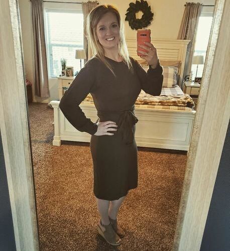 Customer photo review of Brigitte Brianna Long Sleeve Jersey Dress