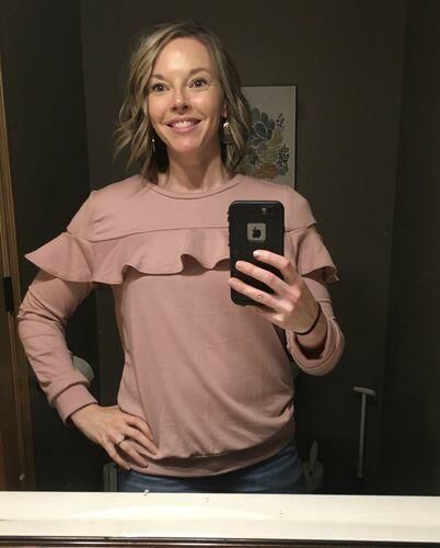 Customer photo review of Brigitte Brianna Ruffle Sweatshirt