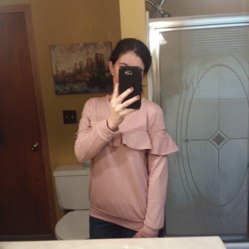 Customer photo review of Brigitte Brianna Ruffle Sweatshirt