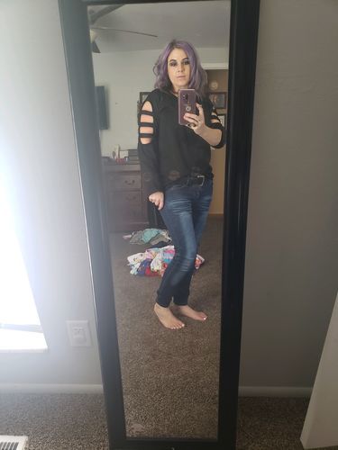 Customer photo review of Brigitte Brianna Slit Sleeve Sweatshirt