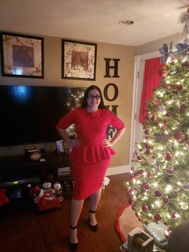 Customer photo review of Brigitte Brianna Peplum Dress