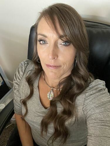 Customer photo review of Brigitte Brianna Ruched Sleeve Top