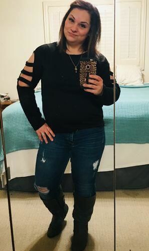 Customer photo review of Brigitte Brianna Slit Sleeve Sweatshirt