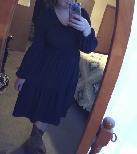 Customer photo review of Brigitte Brianna Ruffle Tier Dress