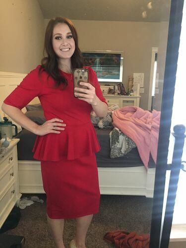 Customer photo review of Brigitte Brianna Peplum Dress