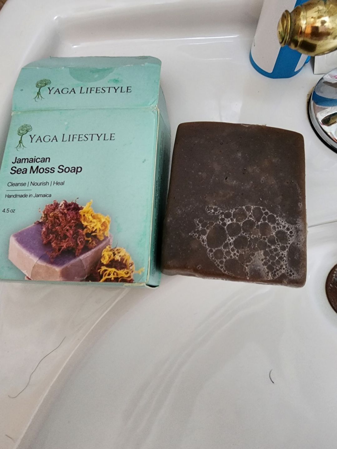Customer photo review of Purple Sea Moss Soap (Handmade, Vegan) With Wildcrafted Jamaican Purple Sea Moss
