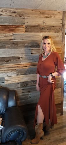 Customer photo review of Brigitte Brianna V-Neck Maxi Dress