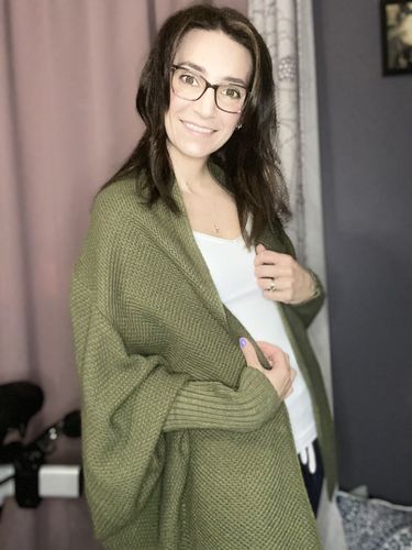 Customer photo review of My Cozy Waffle Cardigan (Olive)