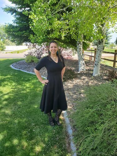 Customer photo review of Brigitte Brianna V-Neck Gala Dress