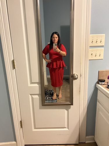 Customer photo review of Brigitte Brianna Peplum Dress