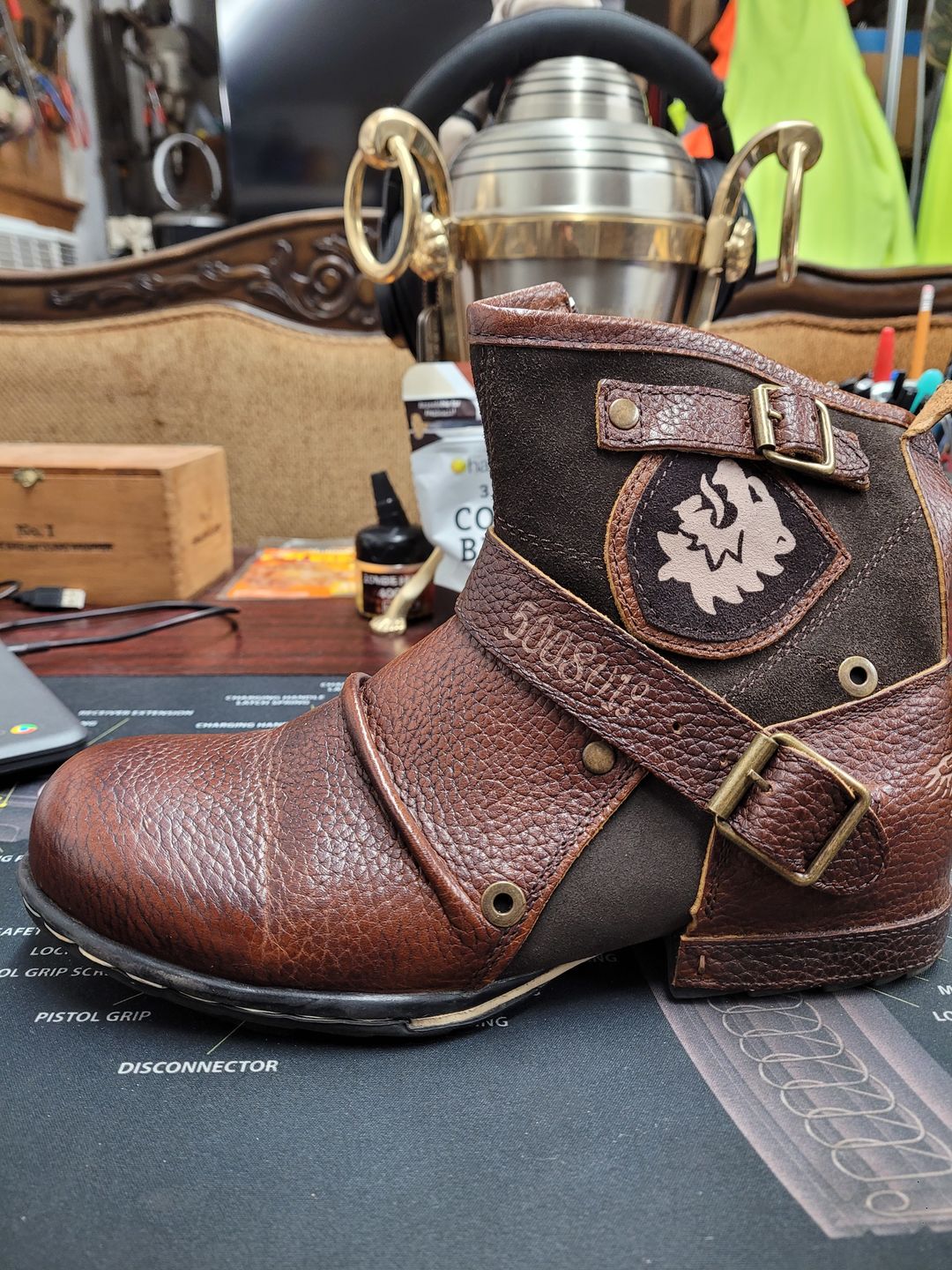 Customer photo review of Otto's Leather Motorcycle Biker Boots