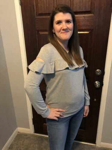 Customer photo review of Brigitte Brianna Ruffle Sweatshirt