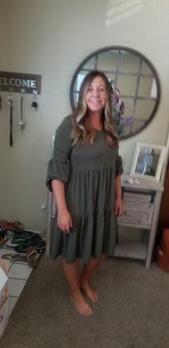 Customer photo review of Brigitte Brianna Ruffle Tier Dress