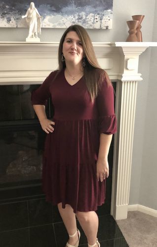 Customer photo review of Brigitte Brianna Ruffle Tier Dress