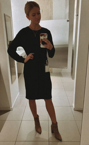 Customer photo review of Brigitte Brianna Long Sleeve Jersey Dress