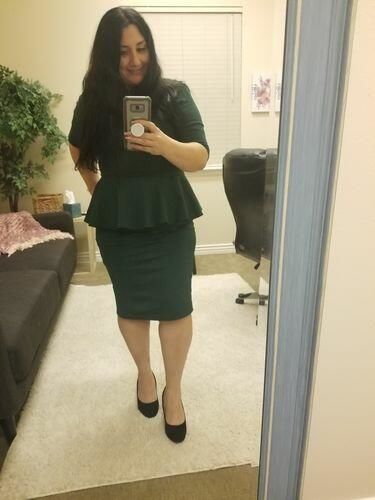 Customer photo review of Brigitte Brianna Peplum Dress
