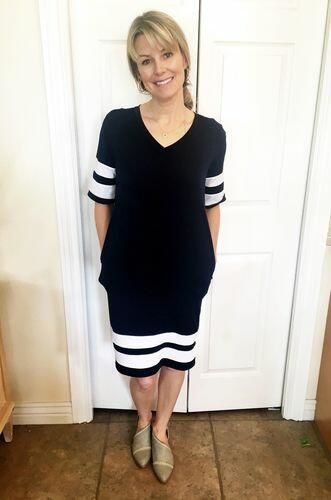 Customer photo review of Brigitte Brianna Varsity Dress