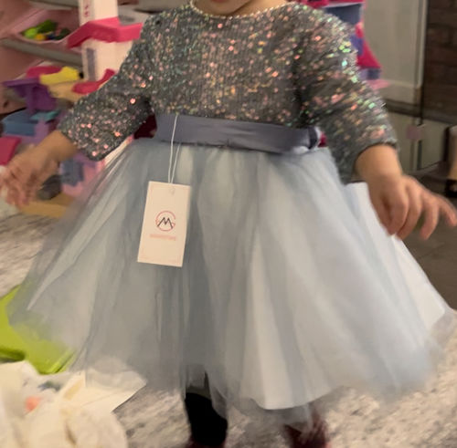 Customer photo review of Baby Girl Summer Sequins Flowers Puffy Birthday Cake Princess Dress