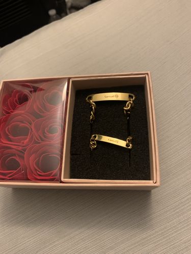 Customer photo review of Engraved Bracelet Set - W/ Eternal Rose Box