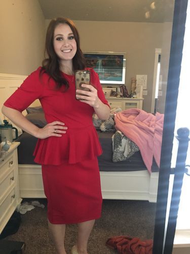 Customer photo review of Brigitte Brianna Peplum Dress