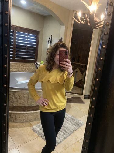 Customer photo review of Brigitte Brianna Ruffle Sweatshirt