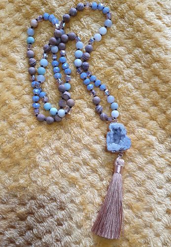 Customer photo review of Hidden World - Amazonite and Quartz Geode Stone Mala Necklace