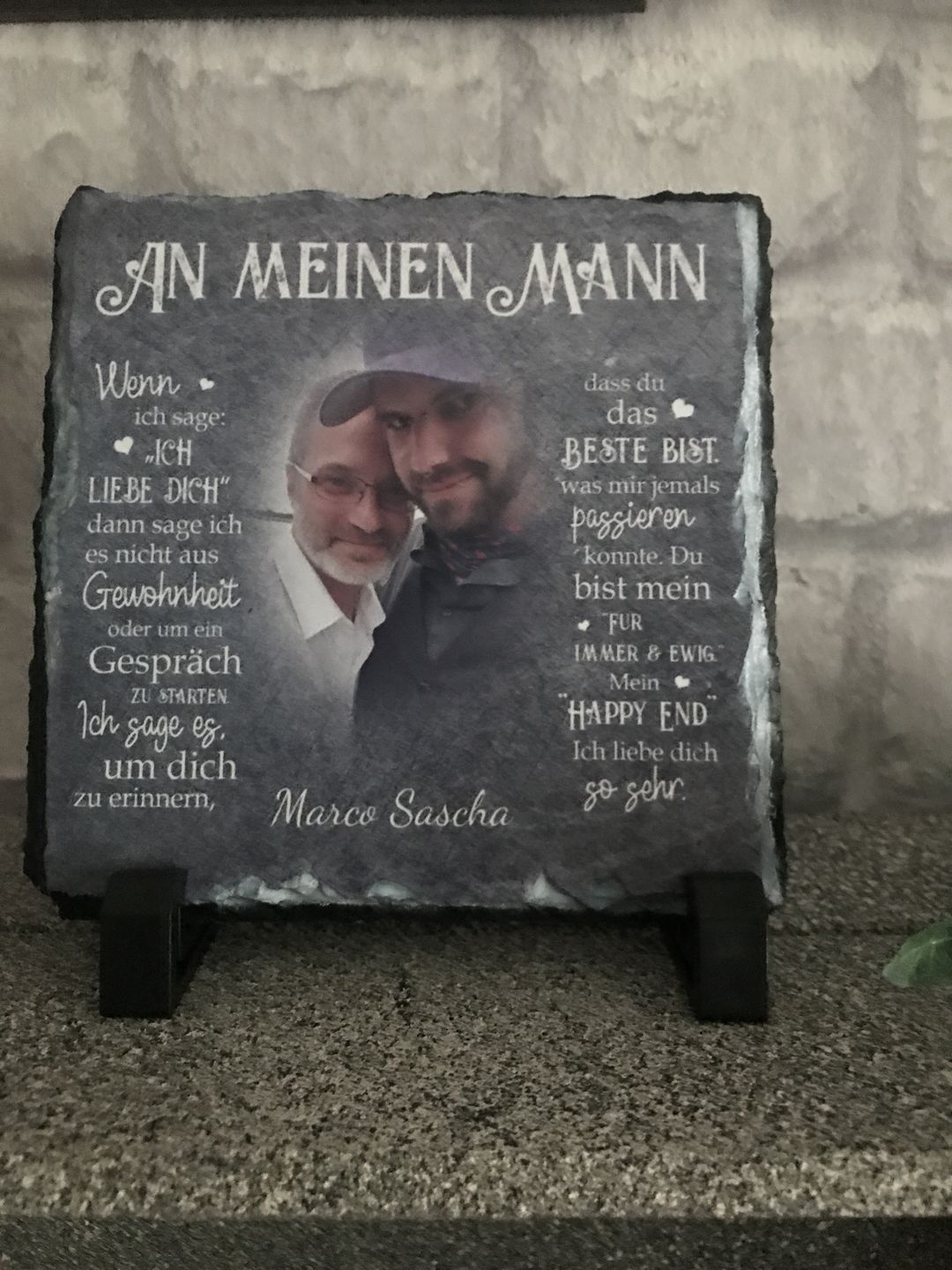 Customer photo review of An meinen Schatz - Paar-Schieferplatte