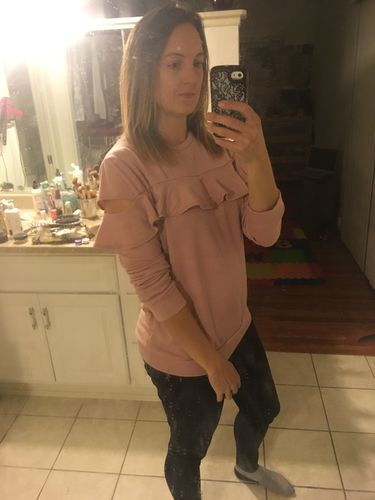 Customer photo review of Brigitte Brianna Ruffle Sweatshirt