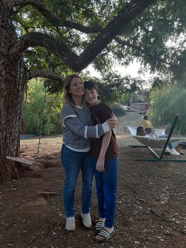 Customer photo review of Brigitte Brianna Striped Ruffle Sleeve Sweatshirt