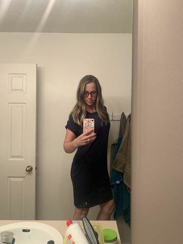 Customer photo review of Brigitte Brianna Pocket Tee Dress
