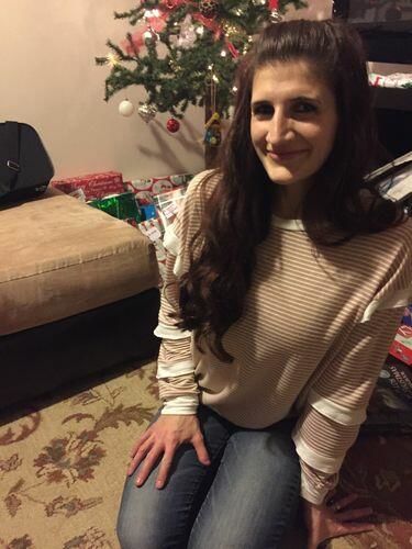 Customer photo review of Brigitte Brianna Striped Ruffle Sleeve Sweatshirt