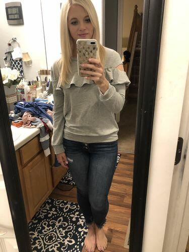 Customer photo review of Brigitte Brianna Ruffle Sweatshirt