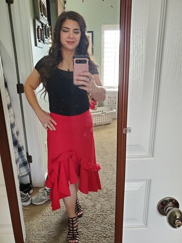 Customer photo review of Brigitte Brianna Frill Skirt *Final Sale*