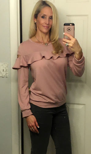 Customer photo review of Brigitte Brianna Ruffle Sweatshirt