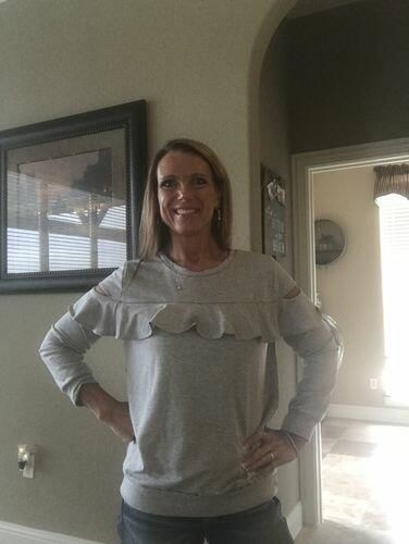 Customer photo review of Brigitte Brianna Ruffle Sweatshirt