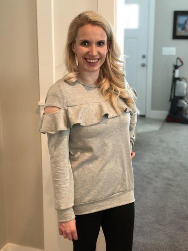 Customer photo review of Brigitte Brianna Ruffle Sweatshirt