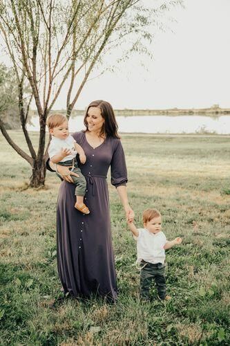 Customer photo review of Brigitte Brianna V-Neck Maxi Dress