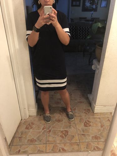 Customer photo review of Brigitte Brianna Varsity Dress