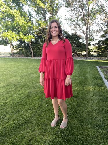 Customer photo review of Brigitte Brianna Ruffle Tier Dress