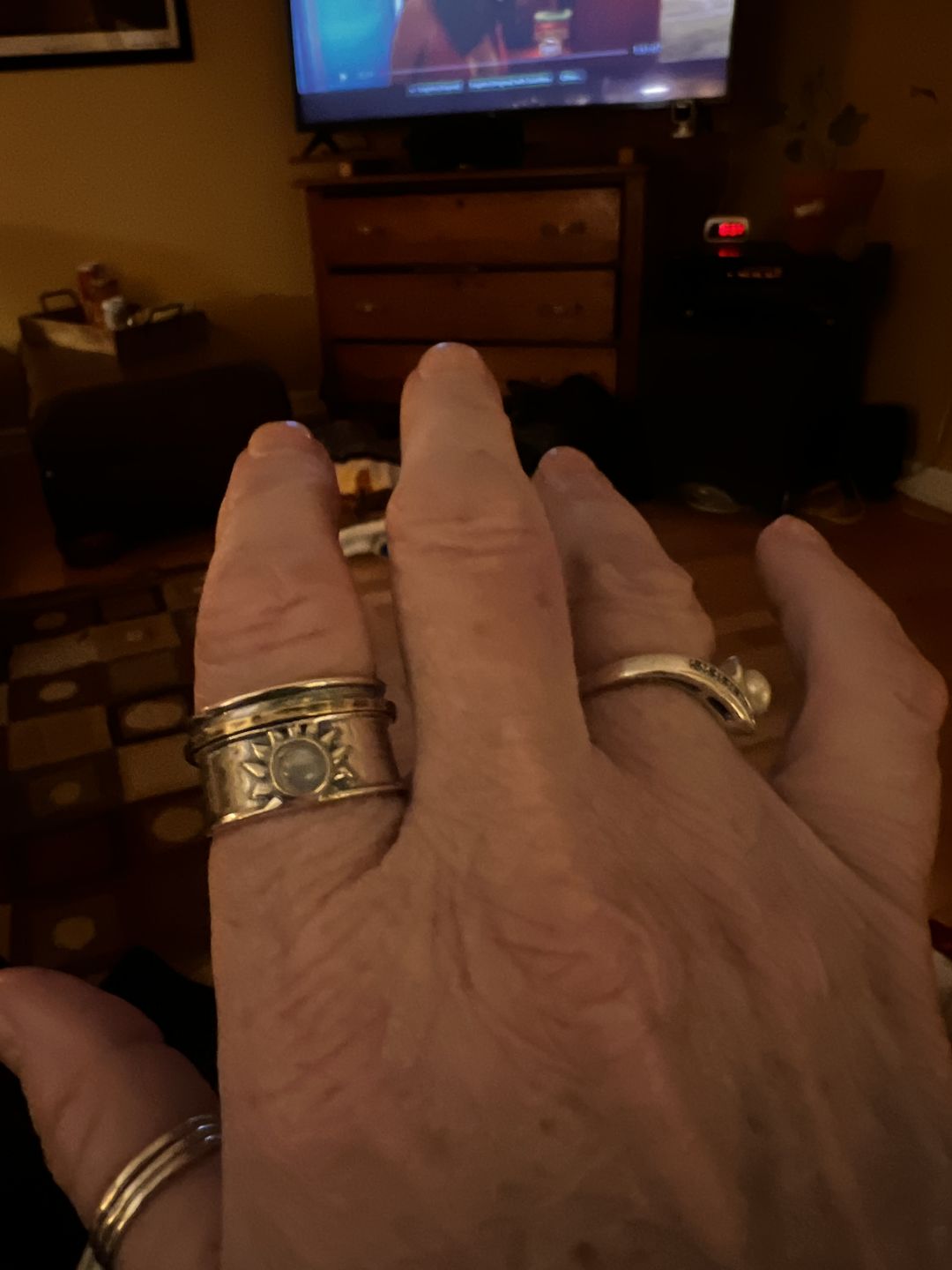 Customer photo review of Sun Moonstone Fidget Ring Sterling Silver