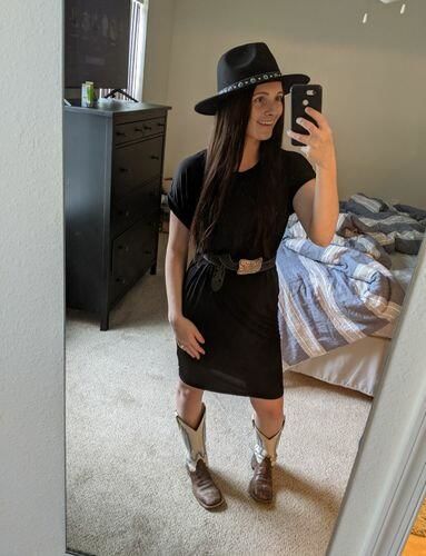 Customer photo review of Brigitte Brianna Pocket Tee Dress