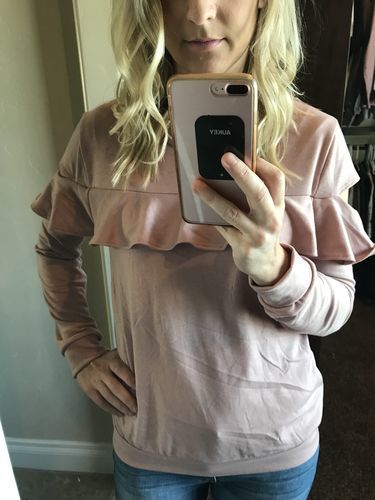 Customer photo review of Brigitte Brianna Ruffle Sweatshirt