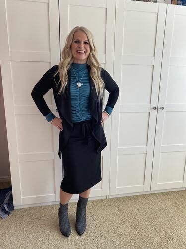 Customer photo review of Brigitte Brianna Ruched Turtleneck