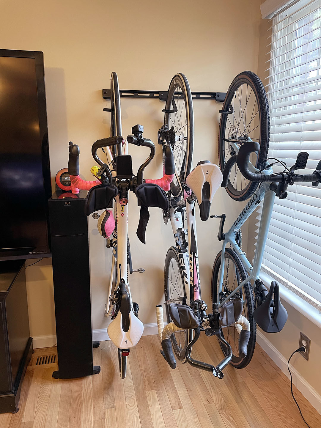 Customer photo review of Wall Mounted Bike Rack for 6 Bikes