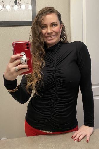 Customer photo review of Brigitte Brianna Ruched Turtleneck